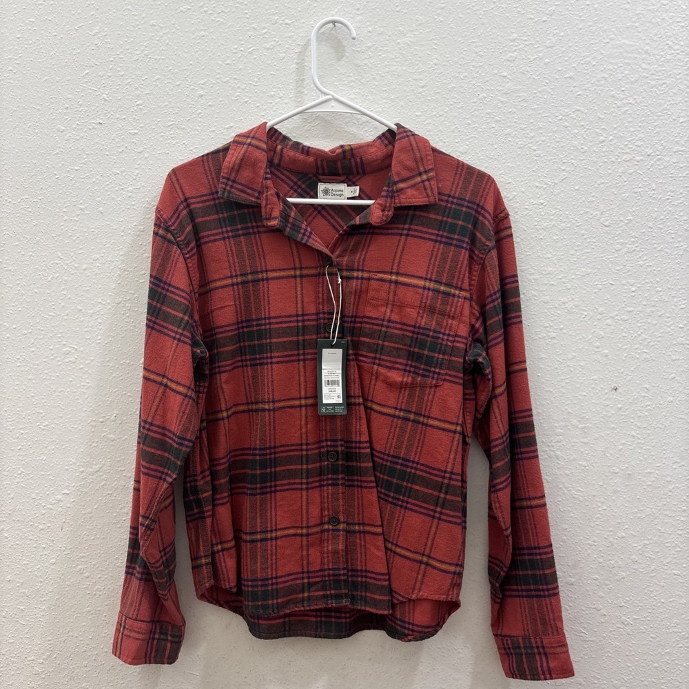 Alpine Design Womens Midweight Flannel Shirt Red Fiery Skipper Plaid ADW24300 M